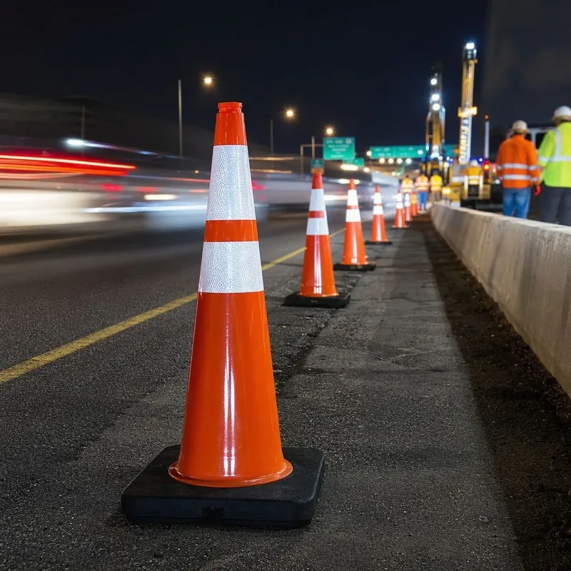 100cm PE Highway Safety Cone in real scene