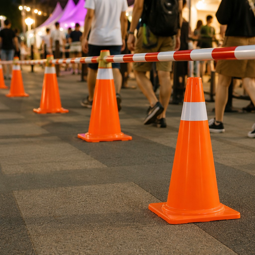 30cm TPE Reflective Traffic Cone in real scene