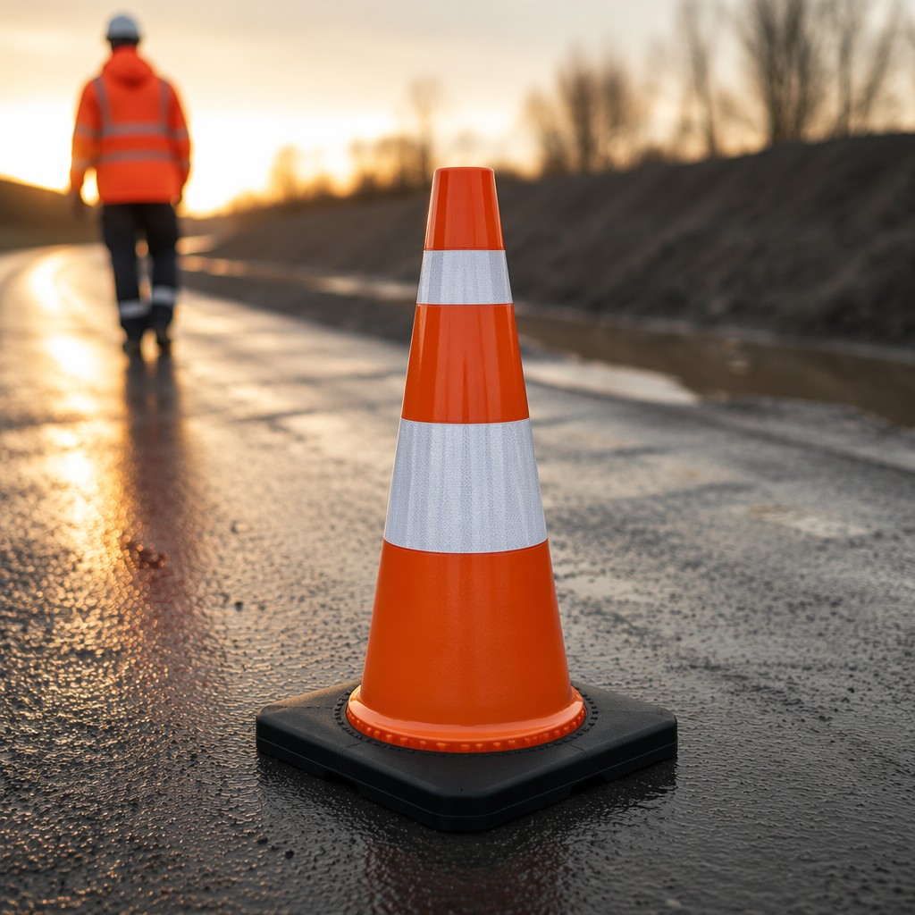 75cm PVC Traffic Cone in real traffic scene