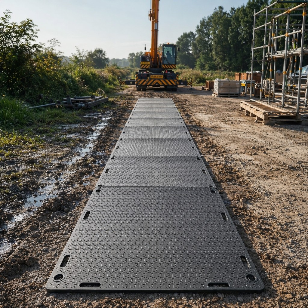 Heavy Duty HDPE Ground Protection Mat in real scene