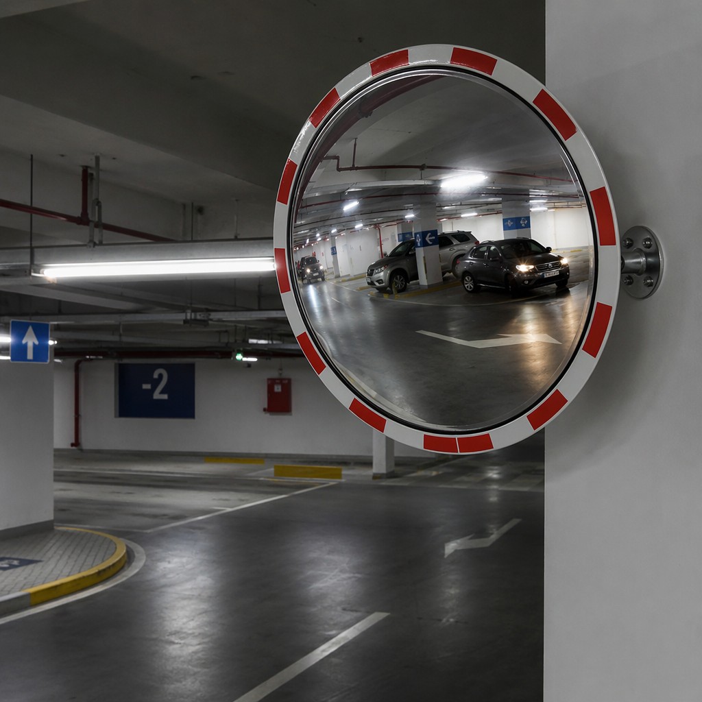 PC Convex Safety Mirror (Parking Lot) in real scene