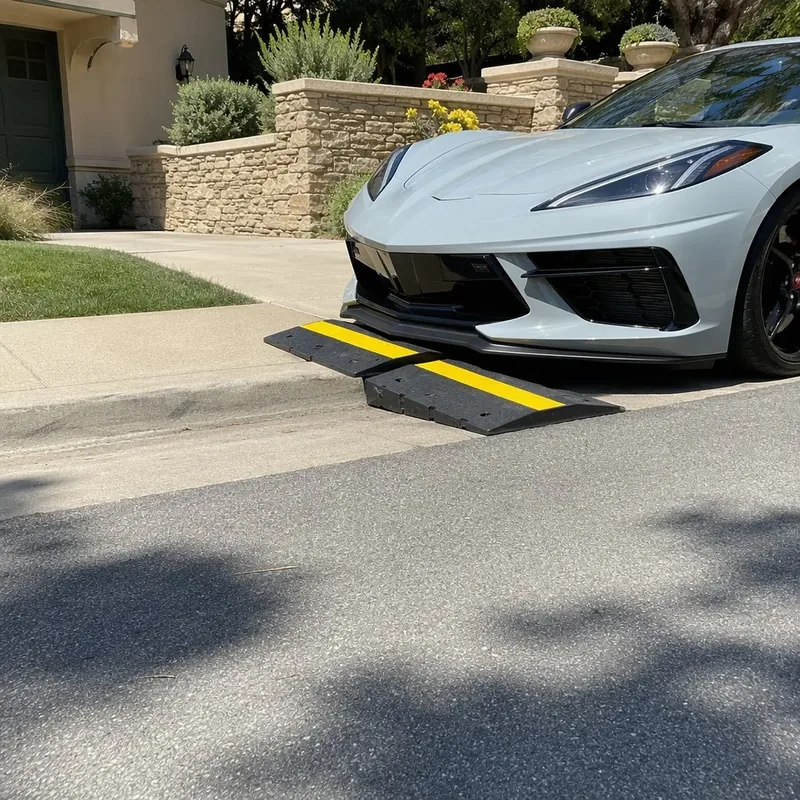 Modular Rubber Driveway Curb Ramp in real scene
